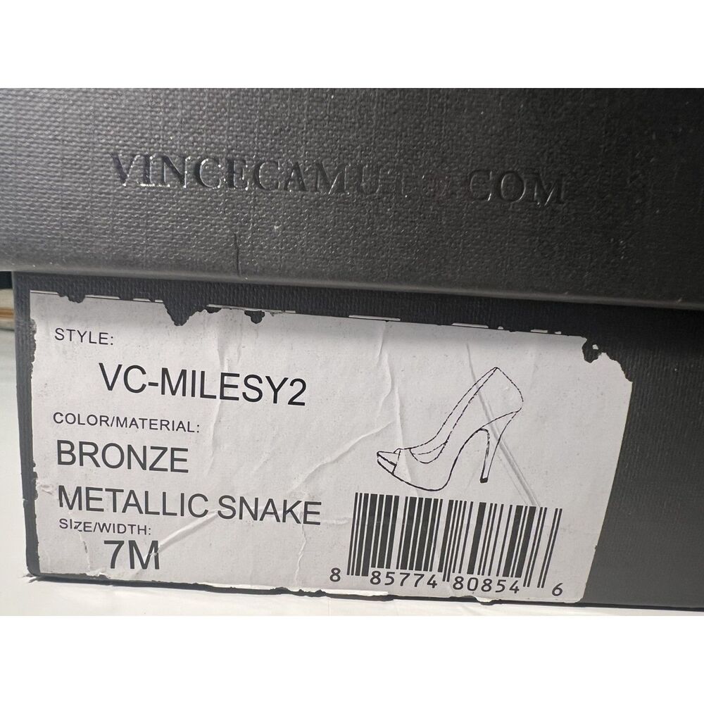 7M - Y2K Vince Camuto Rose Gold Bronze Metallic Snake Skin High Heel Dress Shoes - Picture 7 of 7